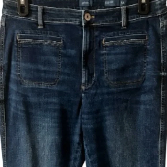 J Jill Denim High Rise Flare Jeans,Cotton blend, Stretch, Retro pockets, Sz 14 - Picture 2 of 12